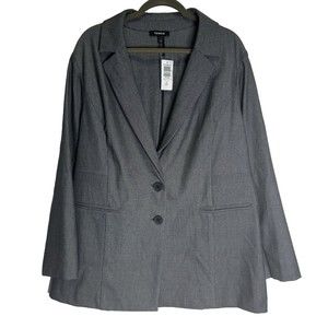 TORRID Luxe Long Line Gray Suit Coat Blazer Sz 2X NWT MSRP $115 Career Office